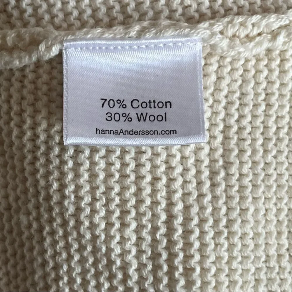 Hanna Andersson Cream Long Sleeve Cable Wool Blend Dress